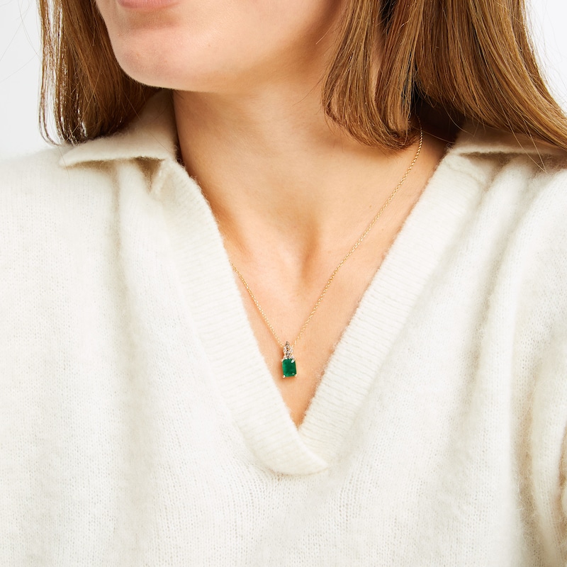 Main Image 4 of Le Vian Venetian Mosaic Emerald Necklace 1/15 ct tw Diamonds 14K Honey Gold 19&quot;