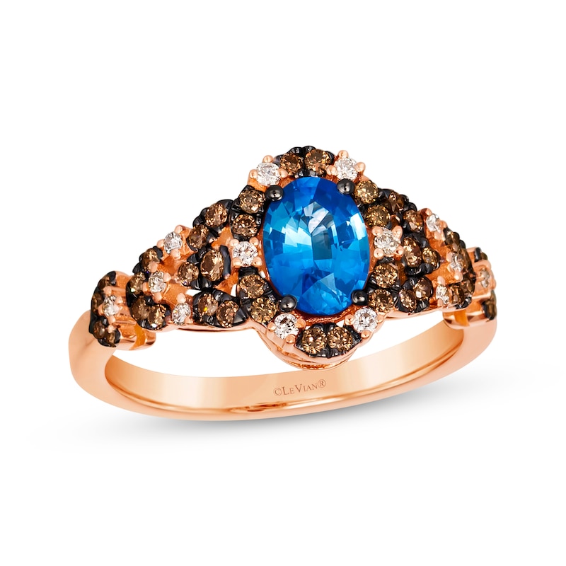 Main Image 1 of Le Vian Venetian Mosaic Sapphire Ring 3/8 ct tw Diamonds 14K Strawberry Gold