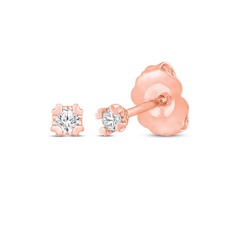 Diamond Sweetheart Stud Earrings 1/20 ct tw 14K Rose Gold (I/I3)