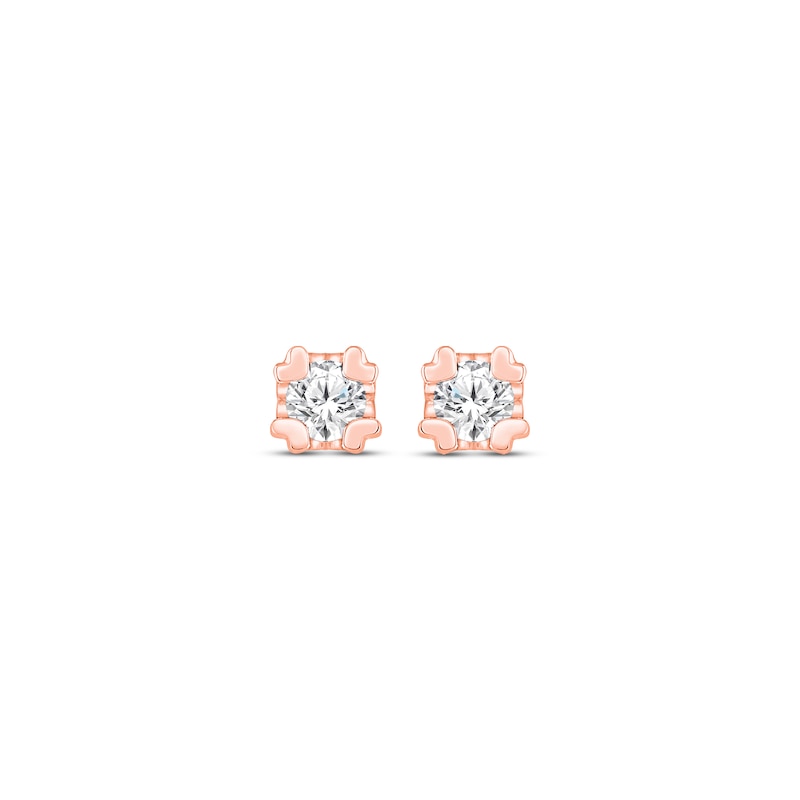 Main Image 2 of Diamond Sweetheart Stud Earrings 1/20 ct tw 14K Rose Gold (I/I3)
