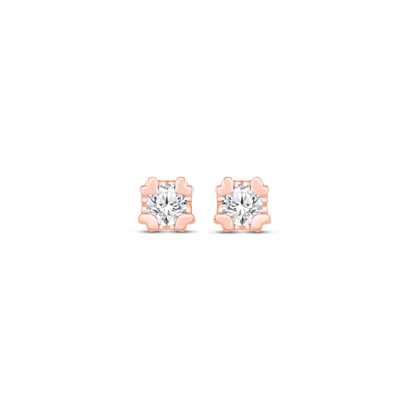 Diamond Sweetheart Stud Earrings 1/20 ct tw 14K Rose Gold (I/I3)