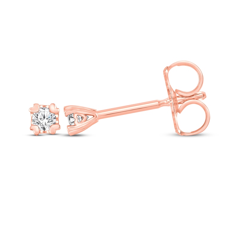 Main Image 3 of Diamond Sweetheart Stud Earrings 1/20 ct tw 14K Rose Gold (I/I3)