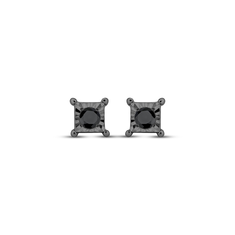 Main Image 2 of Black Diamond Solitaire Stud Earrings 1/8 ct tw Sterling Silver