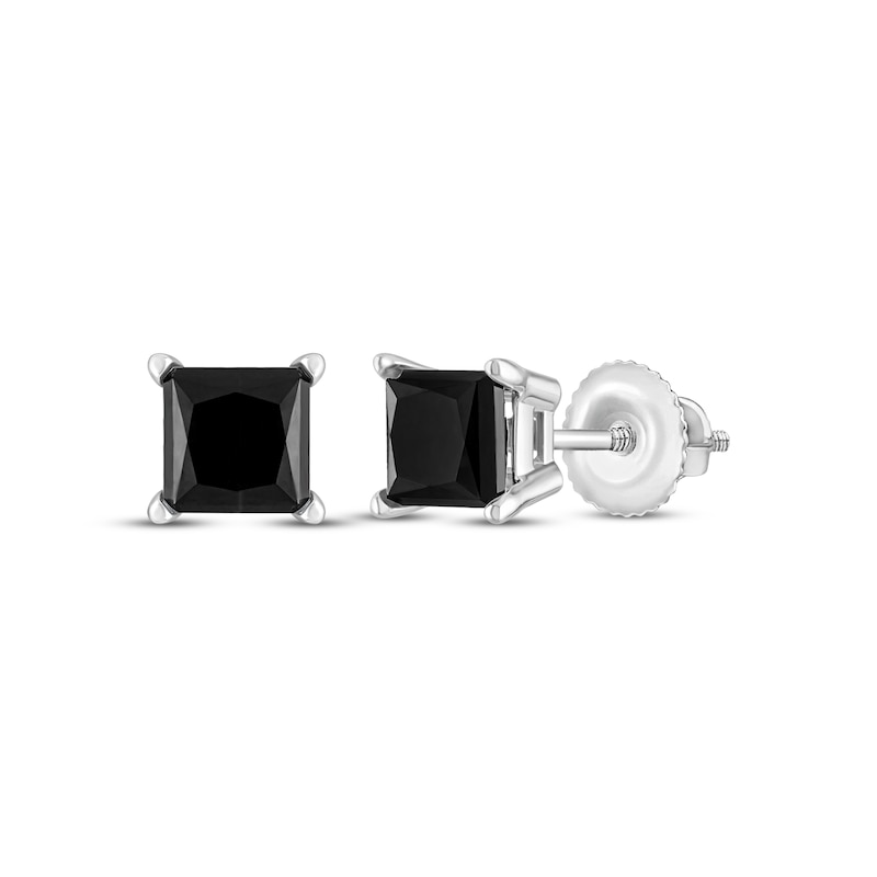 Main Image 1 of Black Diamond Solitaire Earrings 1 ct tw 10K White Gold
