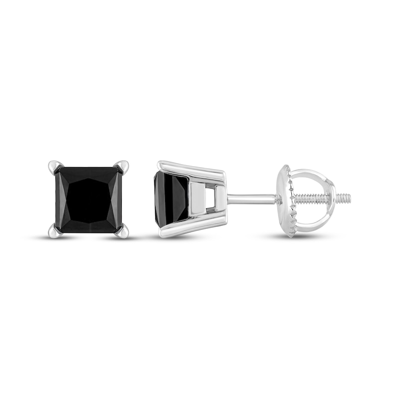 Main Image 3 of Black Diamond Solitaire Earrings 1 ct tw 10K White Gold