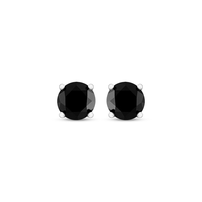 Main Image 2 of Black Solitaire Earrings 1-1/2 ct tw Diamonds 10K White Gold