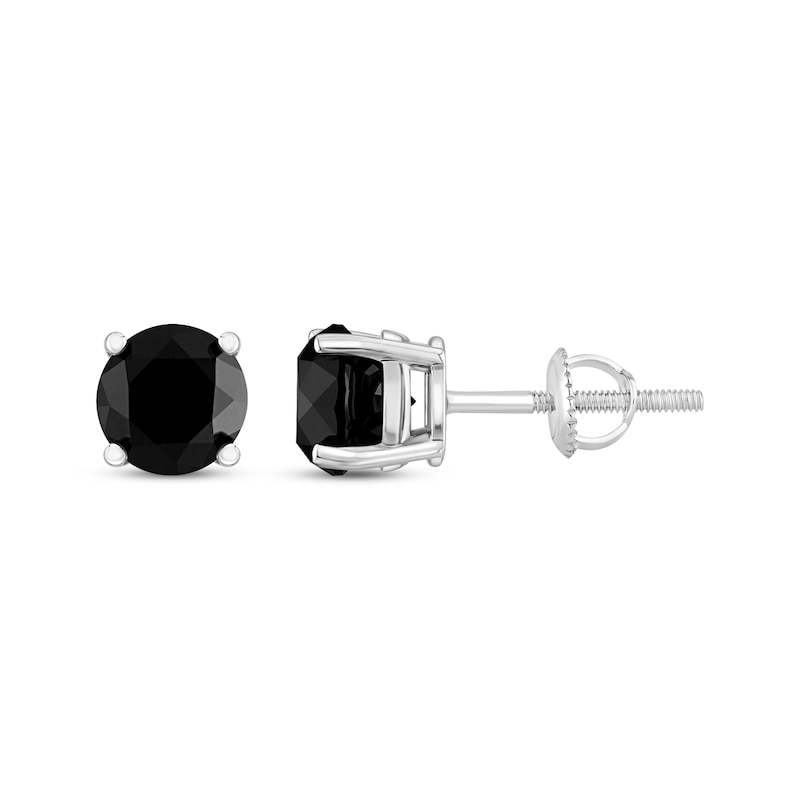 Main Image 3 of Black Solitaire Earrings 1-1/2 ct tw Diamonds 10K White Gold