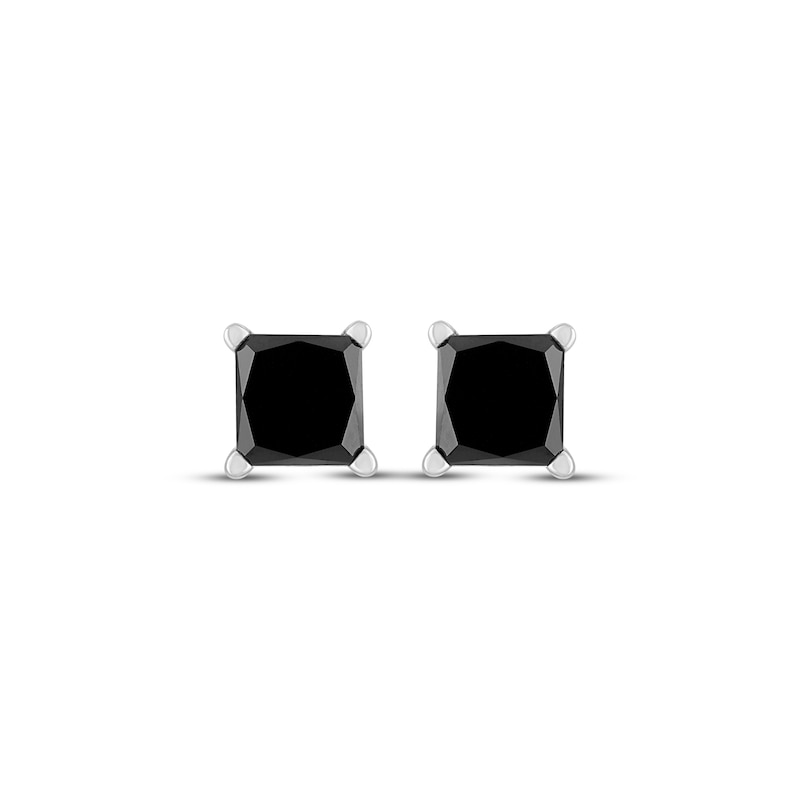 Main Image 2 of Black Solitaire Earrings 1-1/2 ct tw Diamonds 10K White Gold