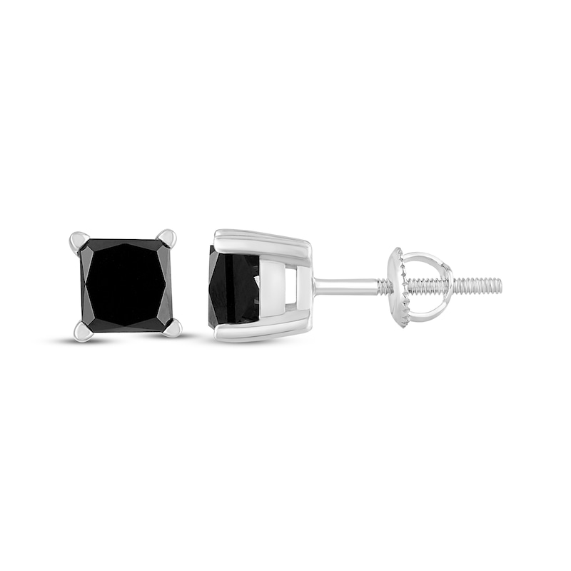 Main Image 3 of Black Solitaire Earrings 1-1/2 ct tw Diamonds 10K White Gold