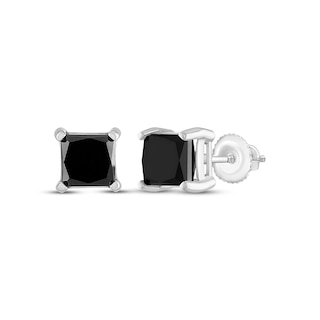 Black Diamond Solitaire Earrings 2 ct tw 10K White Gold