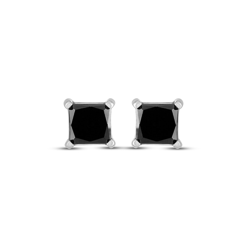 Main Image 2 of Black Diamond Solitaire Earrings 2 ct tw 10K White Gold