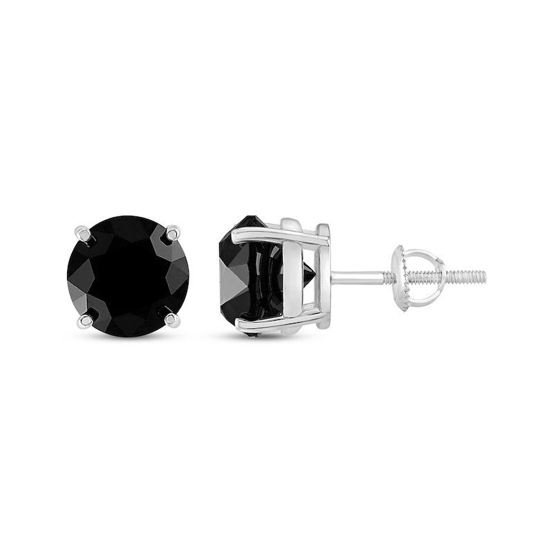 Main Image 3 of Black Solitaire Earrings 4 ct tw Diamonds 10K White Gold