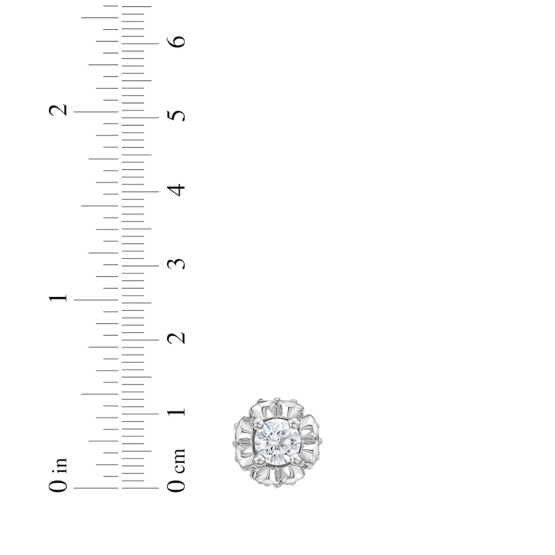 Main Image 4 of Round-Cut Diamond Solitaire Flower Earrings with Hearts 1/2 ct tw 10K White Gold (I/I3)
