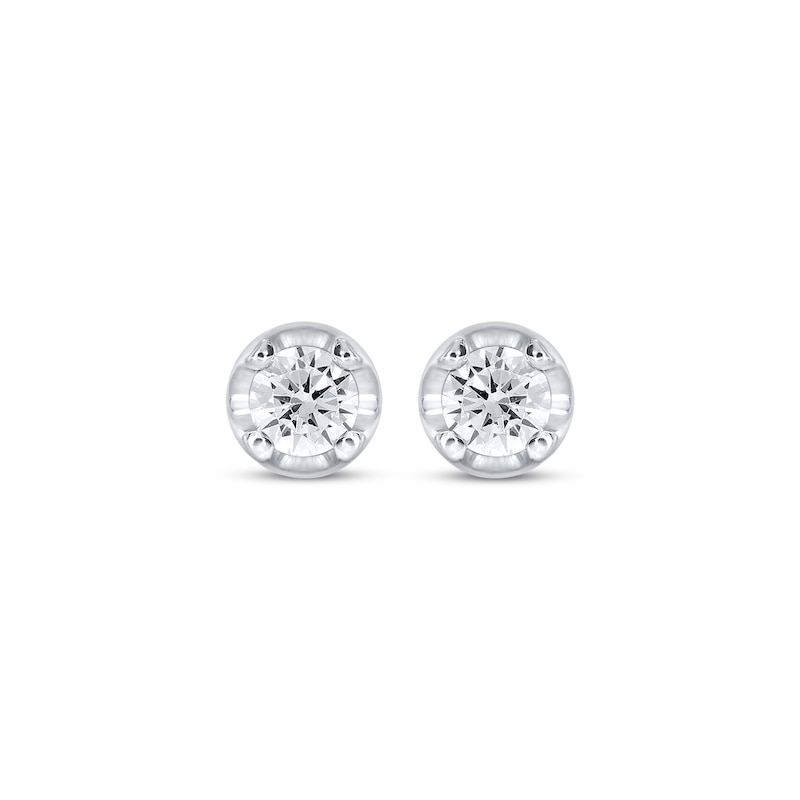 Main Image 2 of Diamond Solitaire Hidden Halo Stud Earrings 1/2 ct tw 10K White Gold (I/I3)