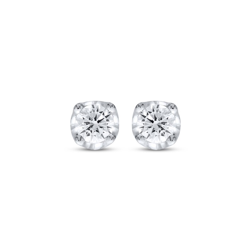 Main Image 2 of Diamond Solitaire Hidden Halo Stud Earrings 1 ct tw 10K White Gold (I/I3)
