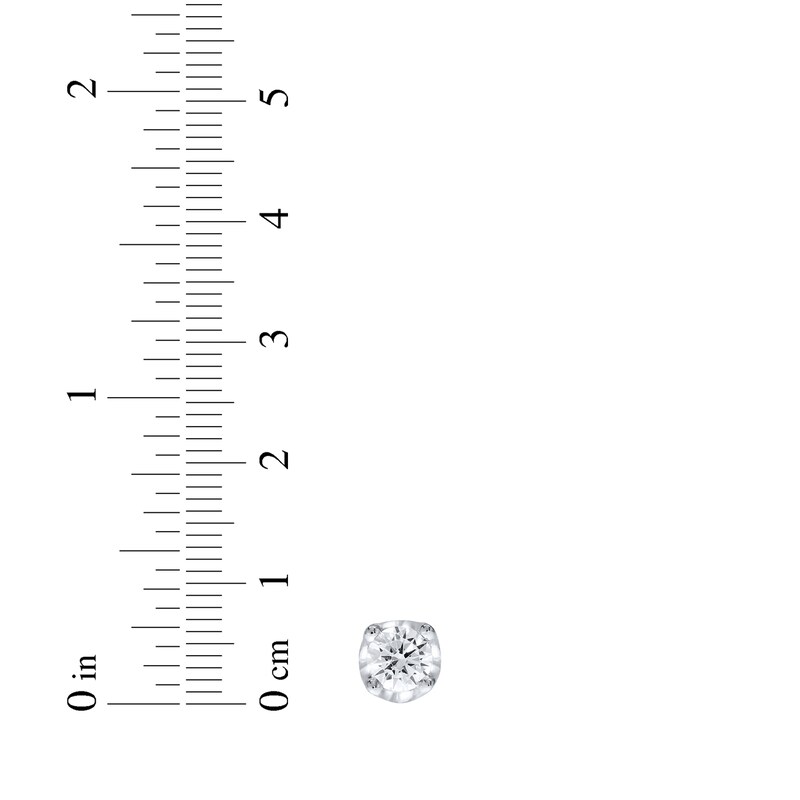 Main Image 3 of Diamond Solitaire Hidden Halo Stud Earrings 1 ct tw 10K White Gold (I/I3)