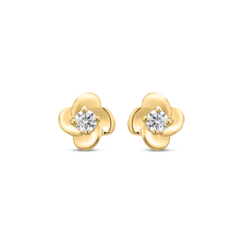 Main Image 2 of Round-Cut Diamond Solitaire Flower Earrings 1/5 ct tw 10K Yellow Gold (I/I3)