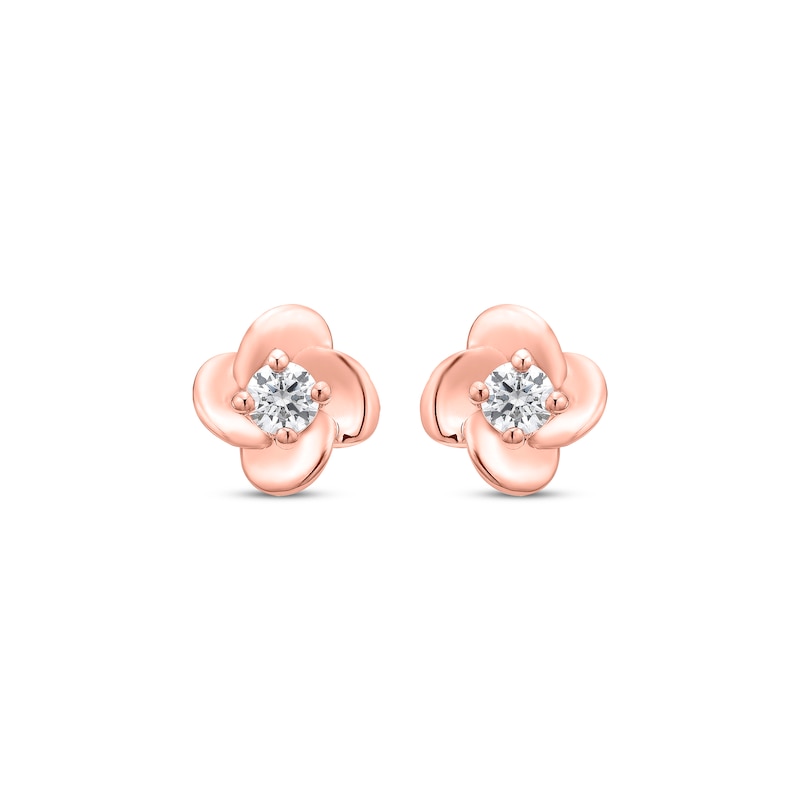 Main Image 2 of Round-Cut Diamond Solitaire Flower Earrings 1/5 ct tw 10K Rose Gold (I/I3)