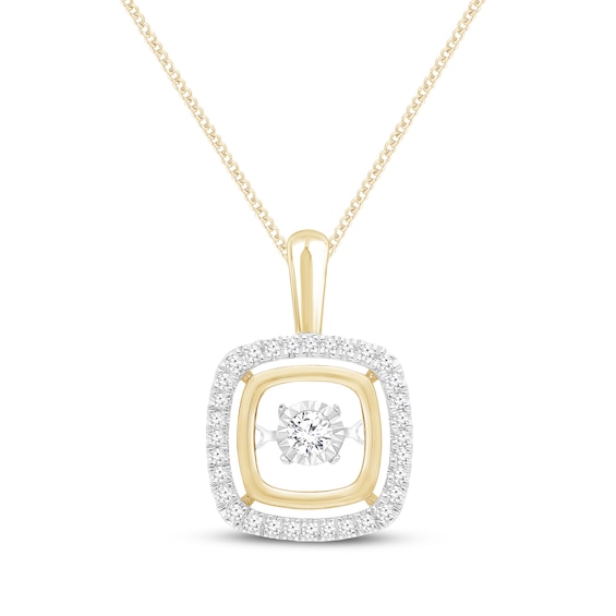 Unstoppable Love Diamond Double Cushion Frame Necklace 1/4 ct tw 10K Yellow Gold 19"