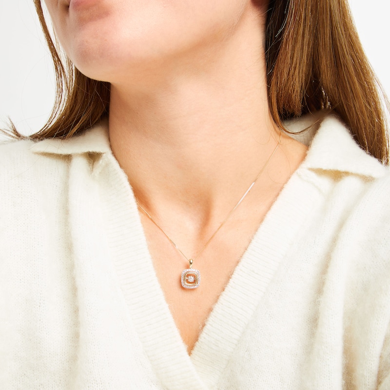 Main Image 2 of Unstoppable Love Diamond Double Cushion Frame Necklace 1/4 ct tw 10K Yellow Gold 19&quot;