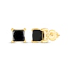 Thumbnail Image 1 of Princess-Cut Black Diamond Solitaire Stud Earrings 2 ct tw 10K Yellow Gold (I3)