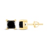 Thumbnail Image 3 of Princess-Cut Black Diamond Solitaire Stud Earrings 2 ct tw 10K Yellow Gold (I3)