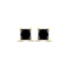 Thumbnail Image 2 of Princess-Cut Black Diamond Solitaire Stud Earrings 1-1/2 ct tw 10K Yellow Gold (I3)