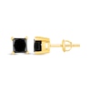 Thumbnail Image 3 of Princess-Cut Black Diamond Solitaire Stud Earrings 1-1/2 ct tw 10K Yellow Gold (I3)