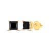 Thumbnail Image 1 of Princess-Cut Black Diamond Solitaire Stud Earrings 1 ct tw 10K Yellow Gold (I3)