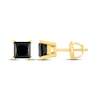Thumbnail Image 3 of Princess-Cut Black Diamond Solitaire Stud Earrings 1 ct tw 10K Yellow Gold (I3)
