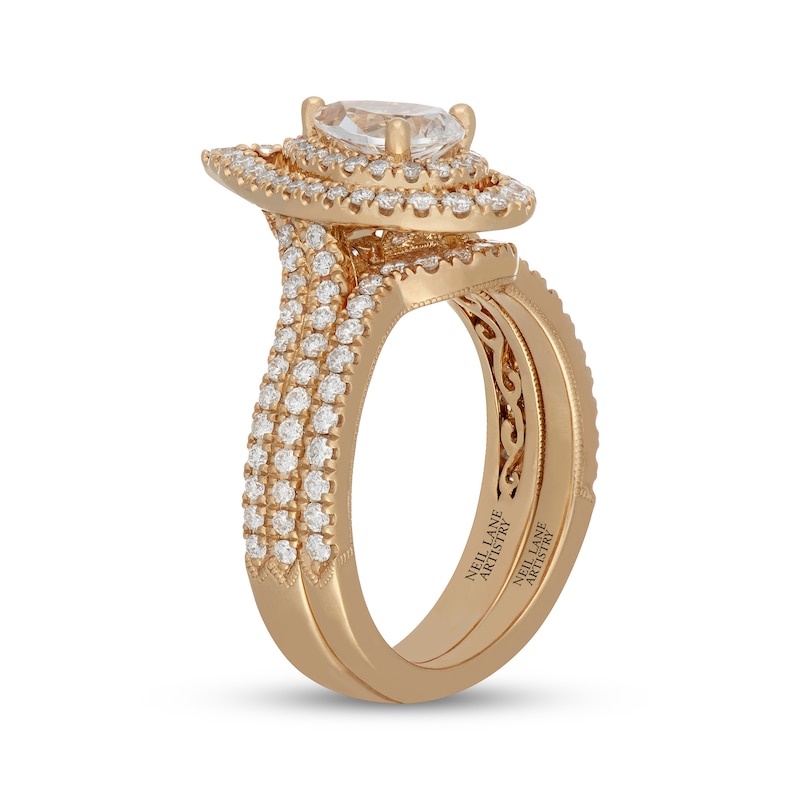 Main Image 2 of Neil Lane Artistry Pear-Shaped Lab-Grown Diamond Open Halo Bridal Set 1-5/8 ct tw 14K Yellow Gold