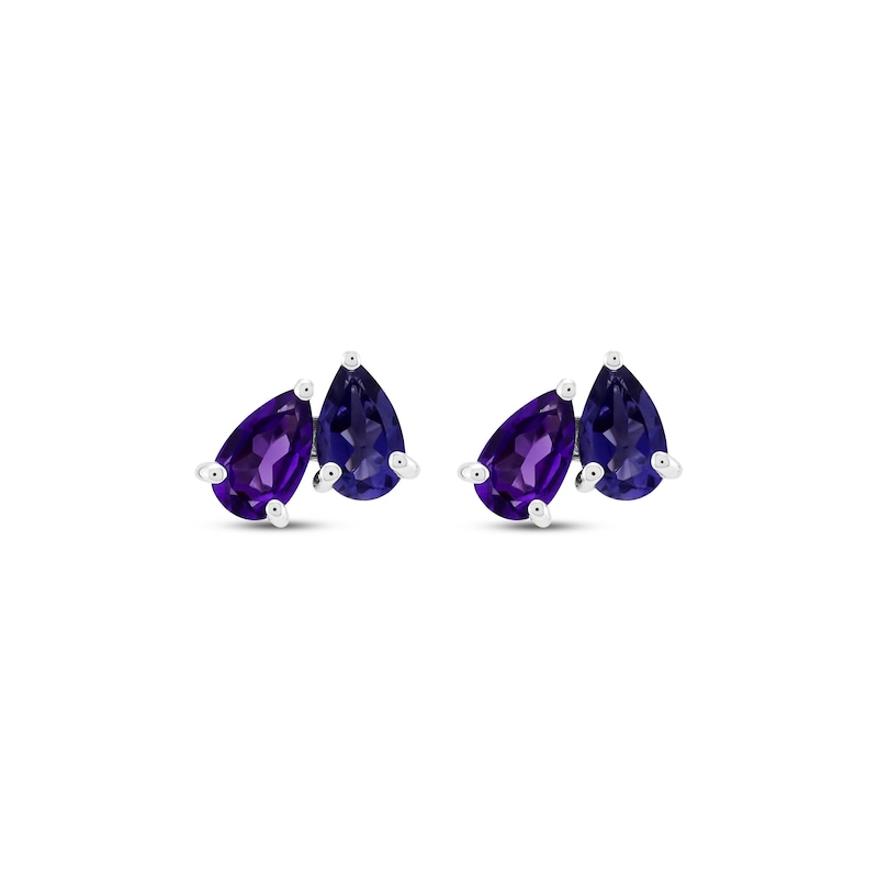 Toi et Moi Pear-Shaped Amethyst & Iolite Earrings 10K White Gold