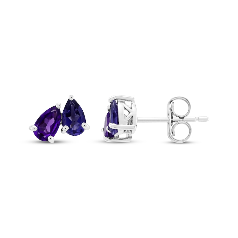 Toi et Moi Pear-Shaped Amethyst & Iolite Earrings 10K White Gold