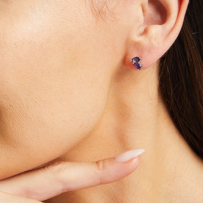 Toi et Moi Pear-Shaped Amethyst & Iolite Earrings 10K White Gold