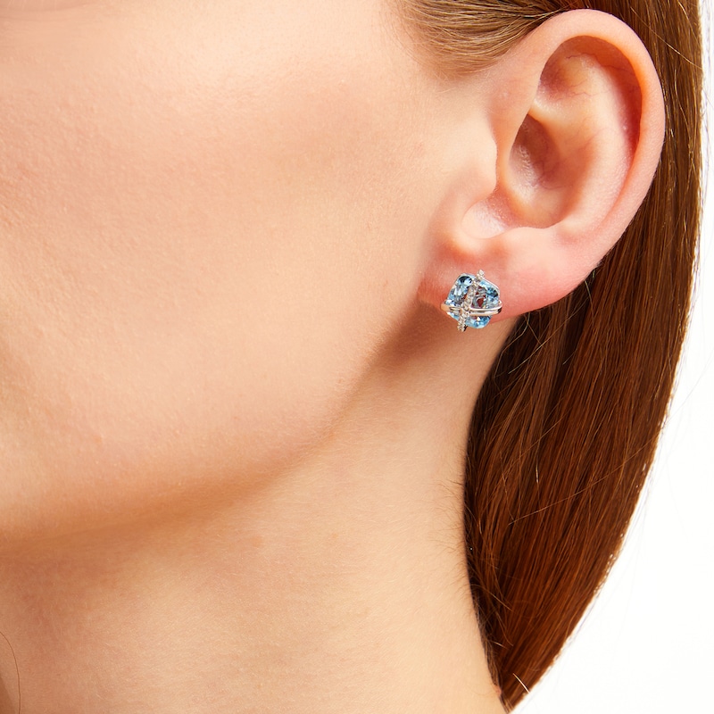 Blue Topaz Post Earrings Sterling Silver