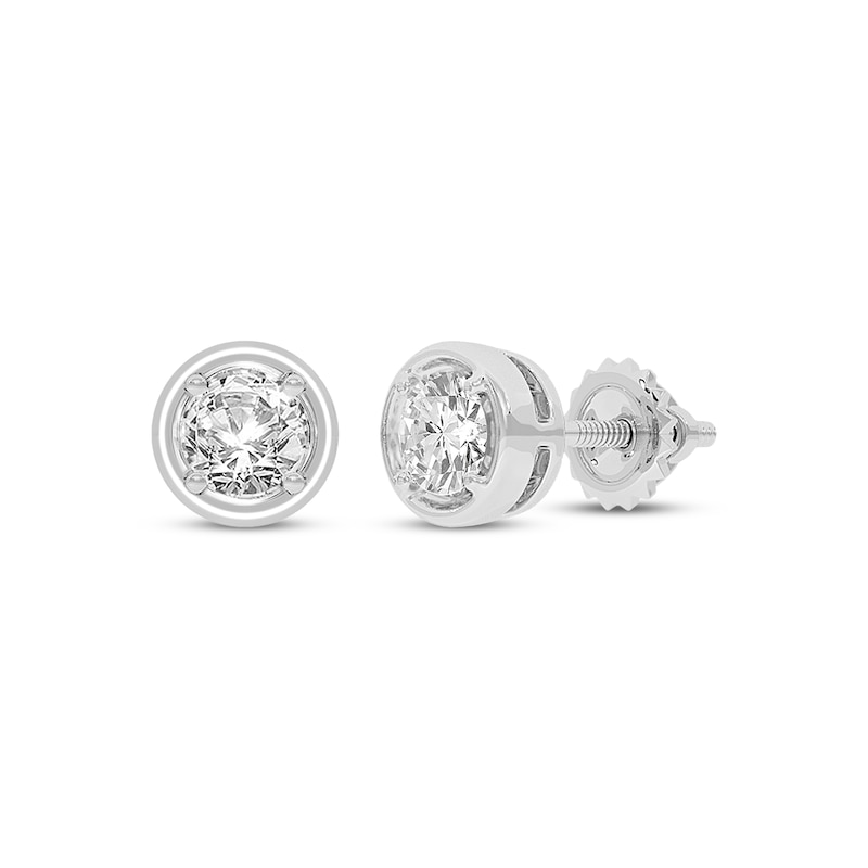 Main Image 1 of Round-Cut Diamond Solitaire Stud Earrings 1/4 ct tw 14K White Gold (I/I2)