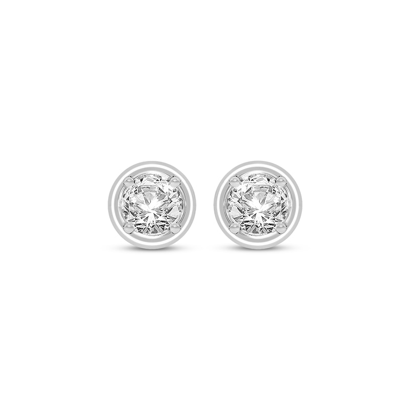 Main Image 2 of Round-Cut Diamond Solitaire Stud Earrings 1/4 ct tw 14K White Gold (I/I2)