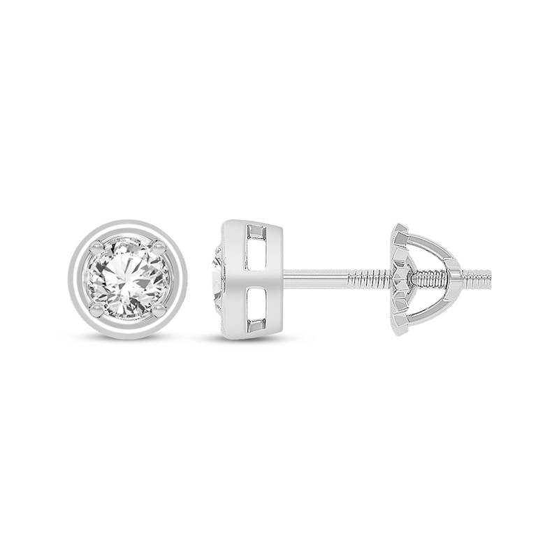 Main Image 3 of Round-Cut Diamond Solitaire Stud Earrings 1/4 ct tw 14K White Gold (I/I2)