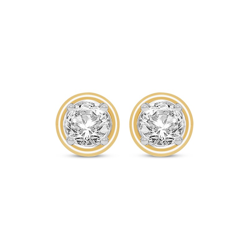Main Image 2 of Round-Cut Diamond Solitaire Stud Earrings 1/2 ct tw 14K Yellow Gold (I/I2)