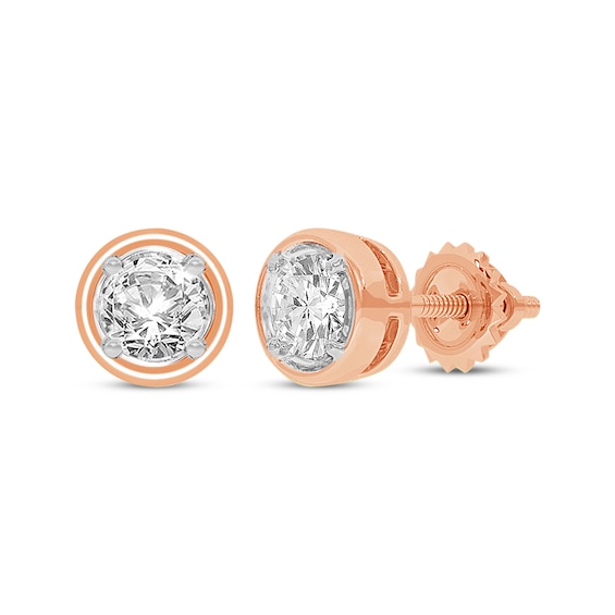 Round-Cut Diamond Solitaire Stud Earrings 1/2 ct tw 14K Rose Gold (I/I2)
