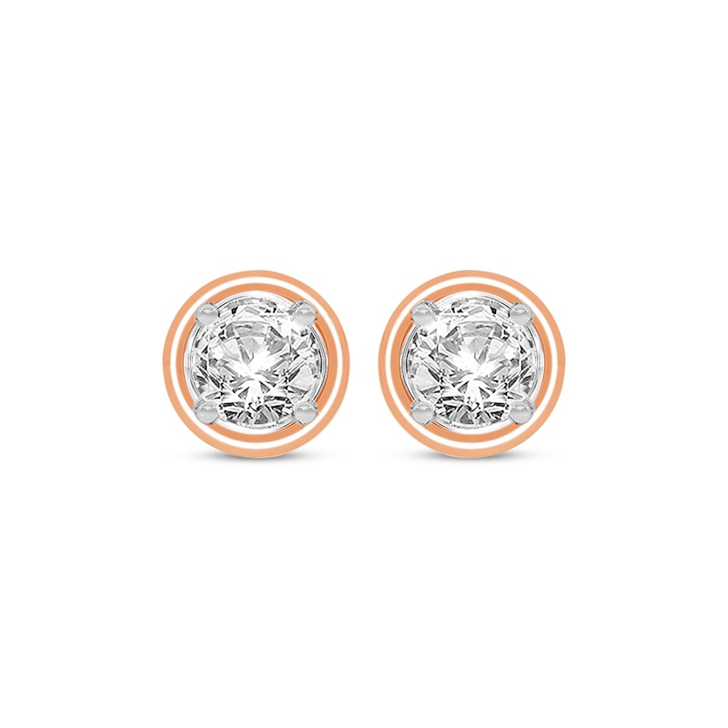 Main Image 2 of Round-Cut Diamond Solitaire Stud Earrings 1/2 ct tw 14K Rose Gold (I/I2)
