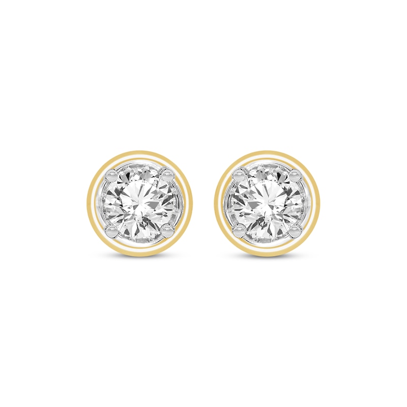 Main Image 2 of Round-Cut Diamond Solitaire Stud Earrings 1 ct tw 14K Yellow Gold (I/I2)