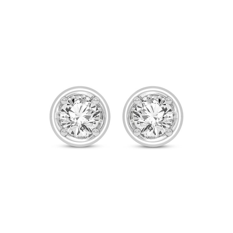 Main Image 2 of Round-Cut Diamond Solitaire Stud Earrings 1 ct tw 14K White Gold (I/I2)