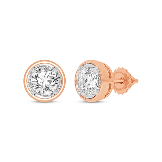 Round-Cut Diamond Solitaire Stud Earrings 1 ct tw 14K Rose Gold (I/I2)