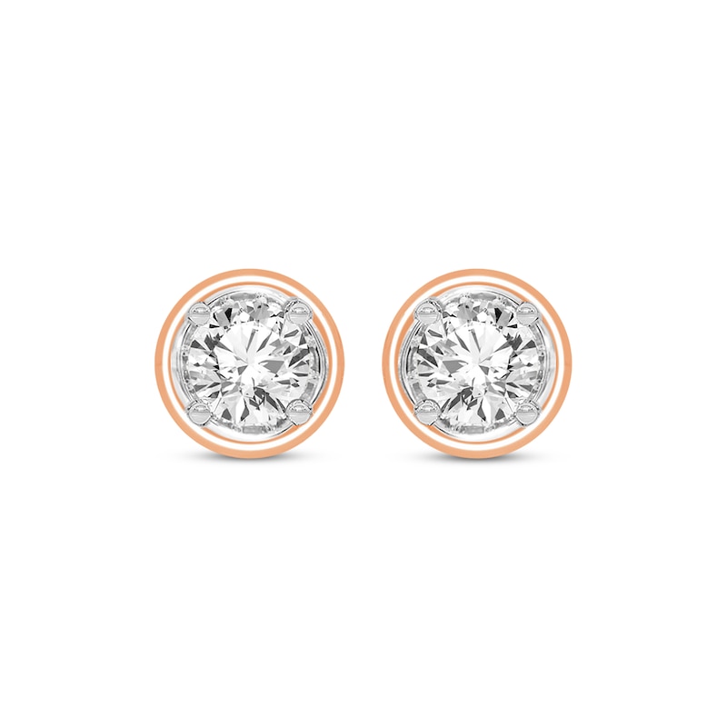 Main Image 2 of Round-Cut Diamond Solitaire Stud Earrings 1 ct tw 14K Rose Gold (I/I2)