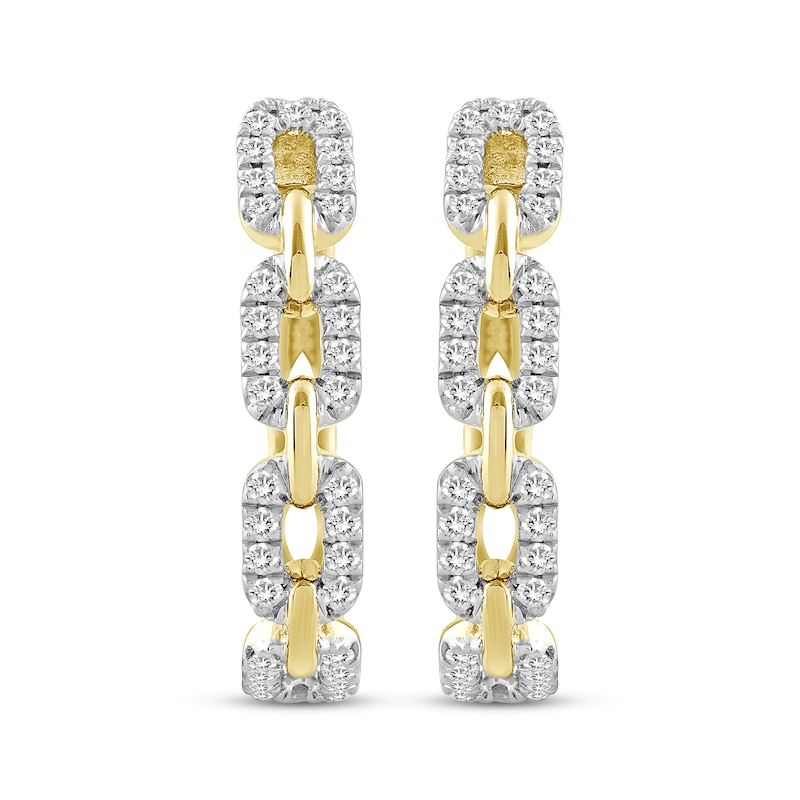 Main Image 2 of Linked Always Diamond Chain Link Hoop Earrings 1/3 ct tw 10K Yellow Gold