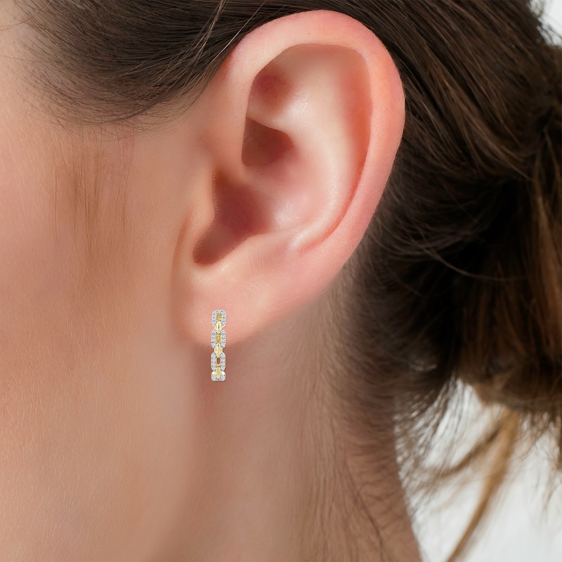 Main Image 3 of Linked Always Diamond Chain Link Hoop Earrings 1/3 ct tw 10K Yellow Gold