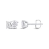Thumbnail Image 1 of Toi et Moi Lab-Grown Diamond Emerald & Oval-Cut Stud Earrings 1 ct tw 14K White Gold