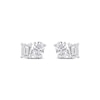 Thumbnail Image 2 of Toi et Moi Lab-Grown Diamond Emerald & Oval-Cut Stud Earrings 1 ct tw 14K White Gold
