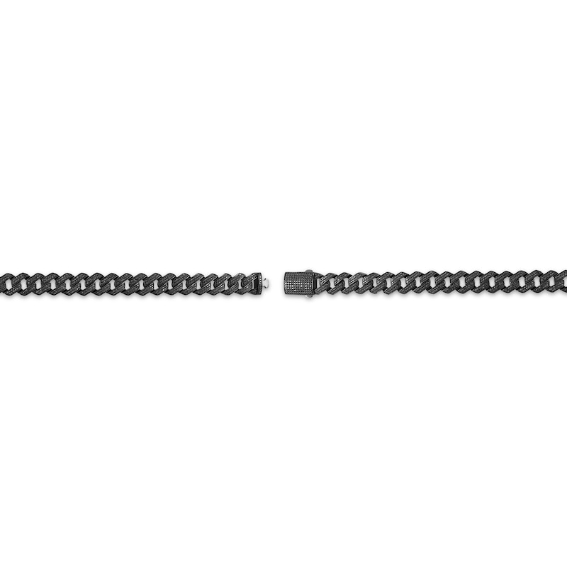 Men's Black Diamond Curb Chain Bracelet 2-7/8 ct tw Sterling Silver 8.5"